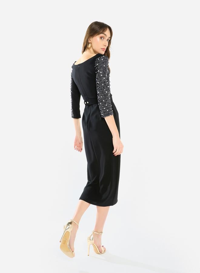 House of Moda Women Embellished Sleeve Midi Dress - Image 5